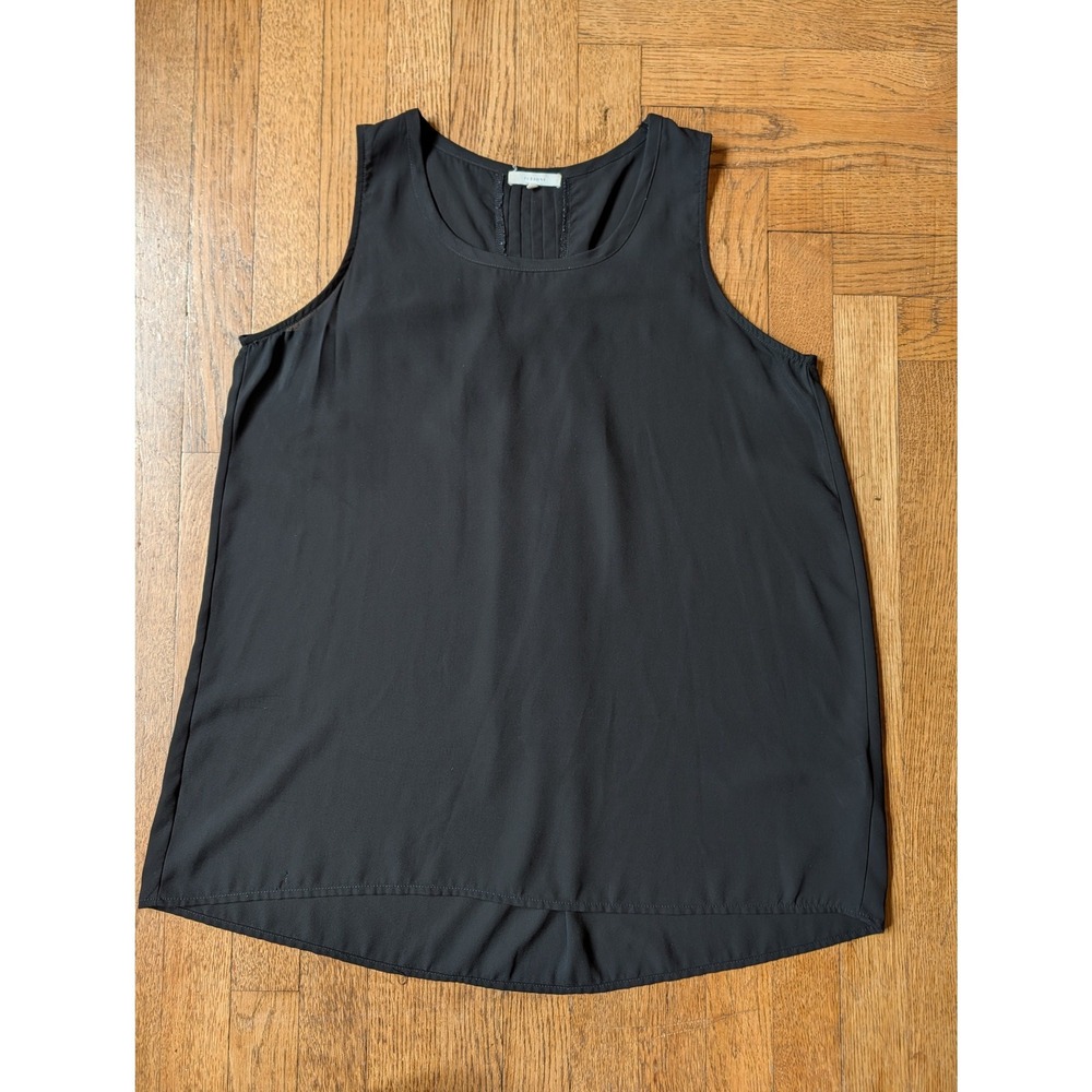 Pleione Black Sleeveless‎ Pleated Back High Low Blouse Medium Office Career